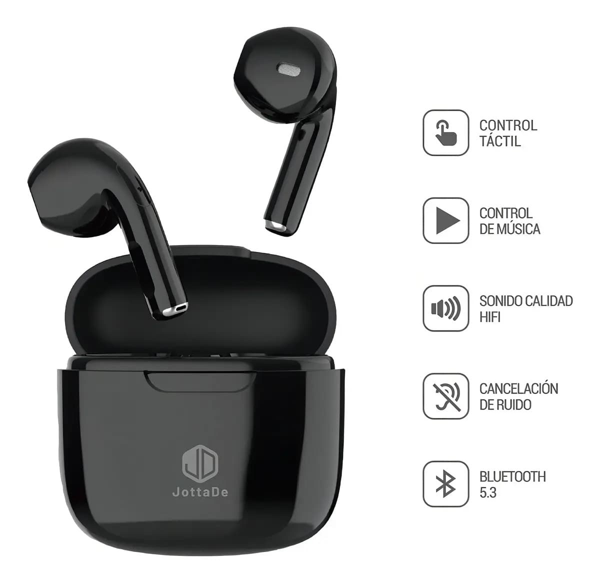 Auriculares Inalámbricos JD Air Free Bluetooth 5.3 Negro In Ear